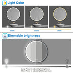 Comparison of warm, neutral and cool white lighting on a round LED bathroom mirror