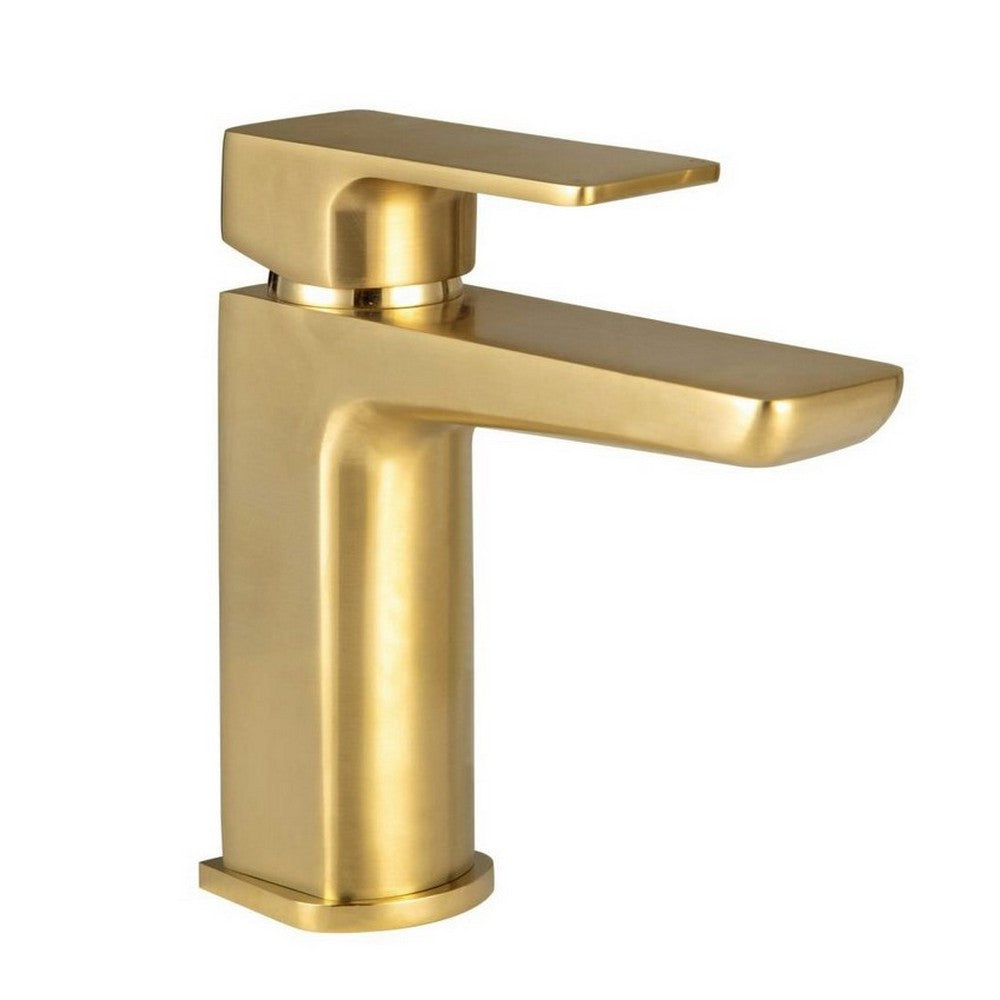 Qudo Mura Mono Basin Mixer Tap with Push Waste – Brushed Brass