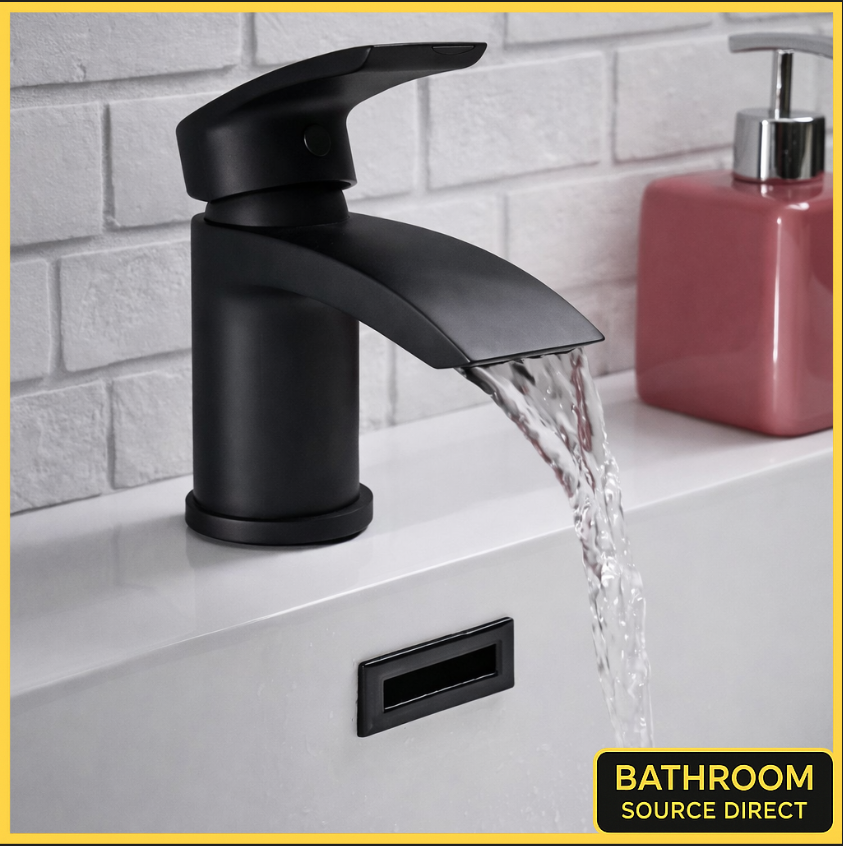 Qudo Mini Black Mono Basin Mixer Tap – Matt Black Bathroom Tap