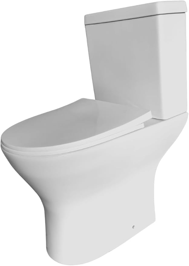 Compact close coupled toilet short projection white ceramic with soft close seat