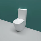 Oakham round rimless close coupled toilet with cistern and soft close seat
