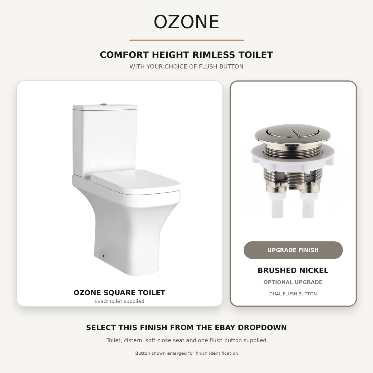 Ozone Square Rimless Comfort Height Close Coupled Toilet & Soft Close Seat