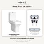 Ozone Square Rimless Comfort Height Close Coupled Toilet & Soft Close Seat