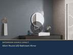 Video demonstrating the round LED bathroom mirror’s lighting and controls