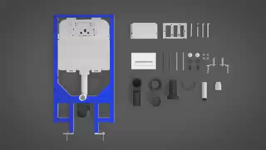 Wall hung toilet frame installation and concealed cistern overview for modern bathroom setup