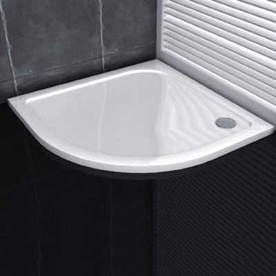 Close up of white stone resin quadrant shower tray showing smooth surface finish
