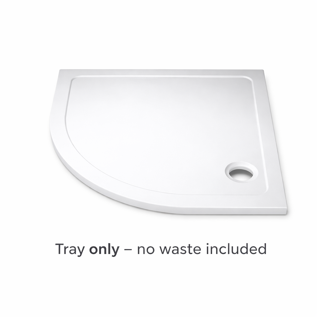 White quadrant shower tray cut out view showing waste hole no waste included