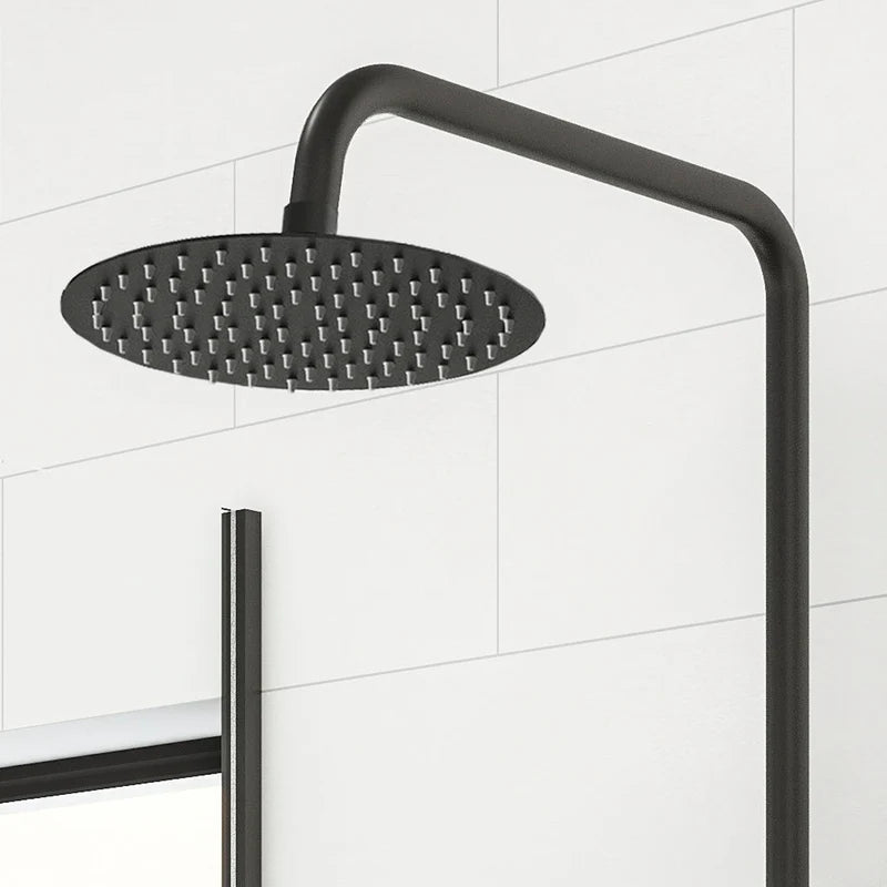 Round rainfall drencher shower head in matt black finish