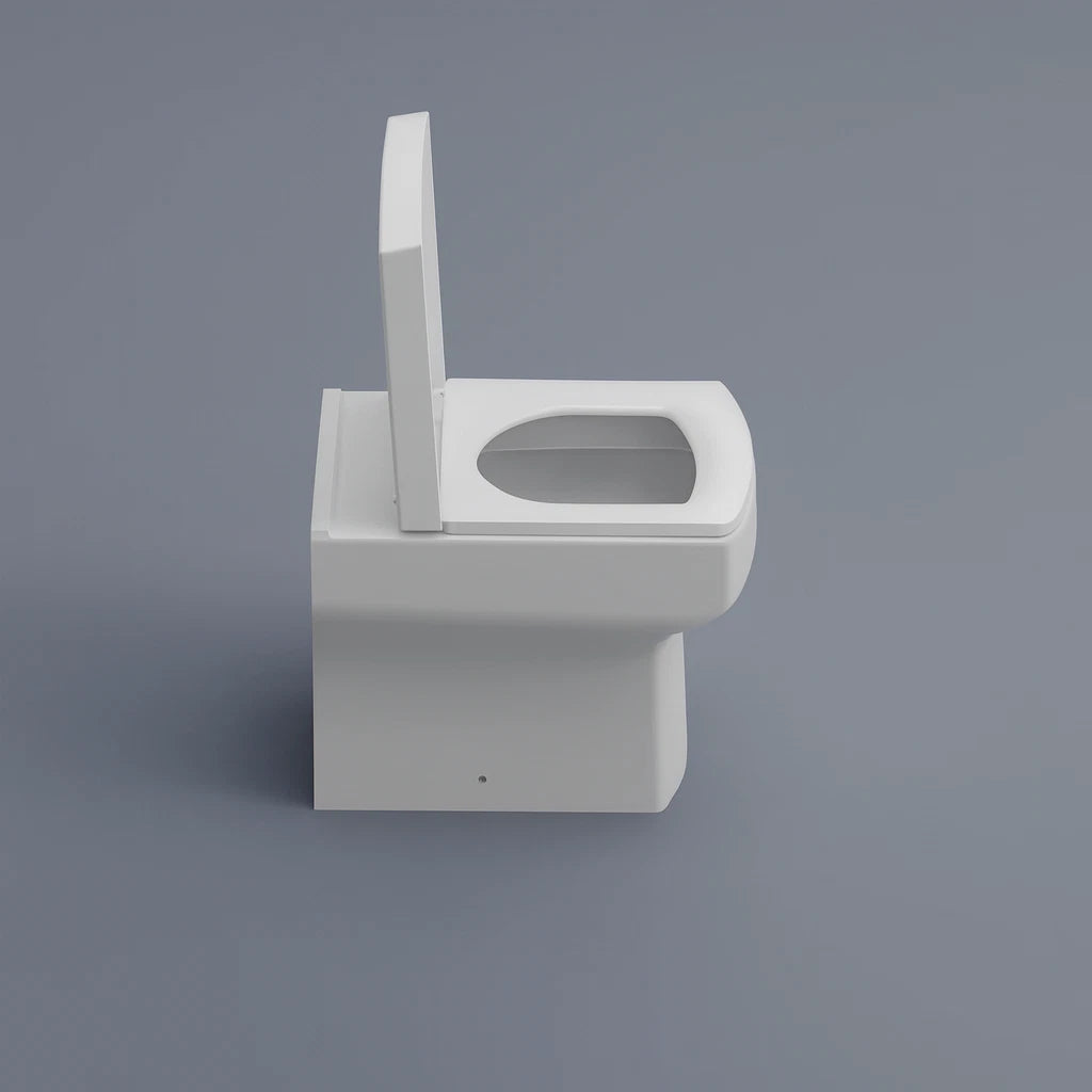 White toilet against a gray background