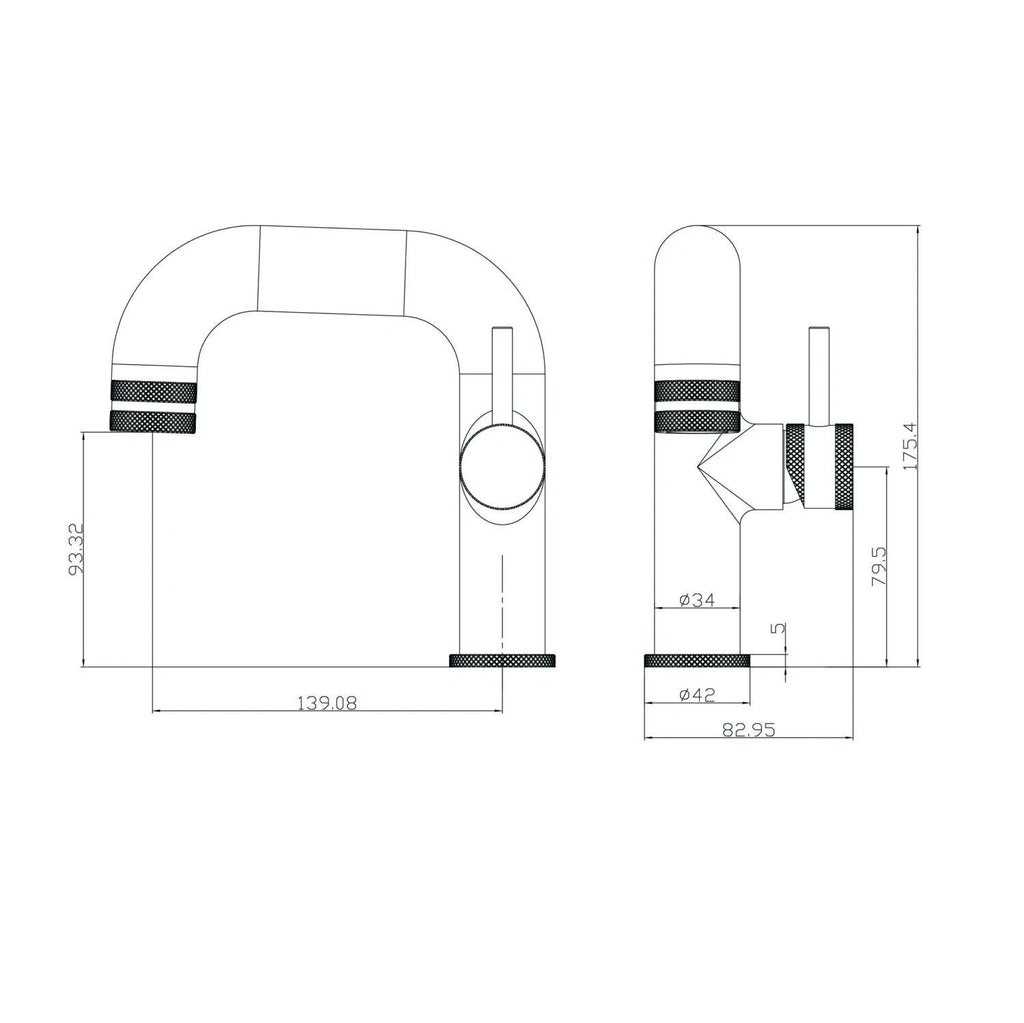 Qudo Cored Mono Basin Mixer Tap – Matt Black – Side Lever Design