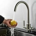 Bramwell & Co Camden Brushed Nickel Twin Lever Kitchen Mixer Tap