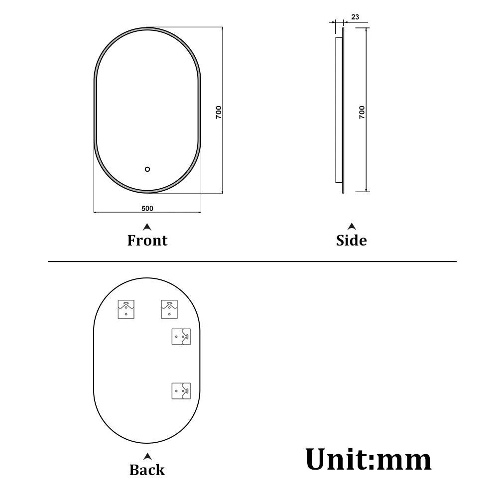 LumeEdgeLux 500x700 Oval LED Bathroom Mirror With Demister – Dimmable