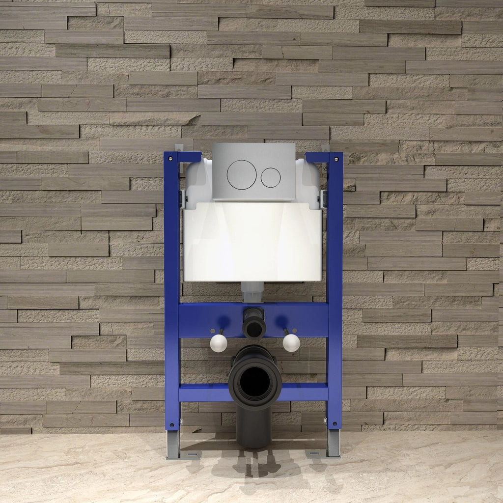 820mm Wall Hung Toilet Frame with Pneumatic Dual Flush Concealed Cistern & Chrome Flush Plate