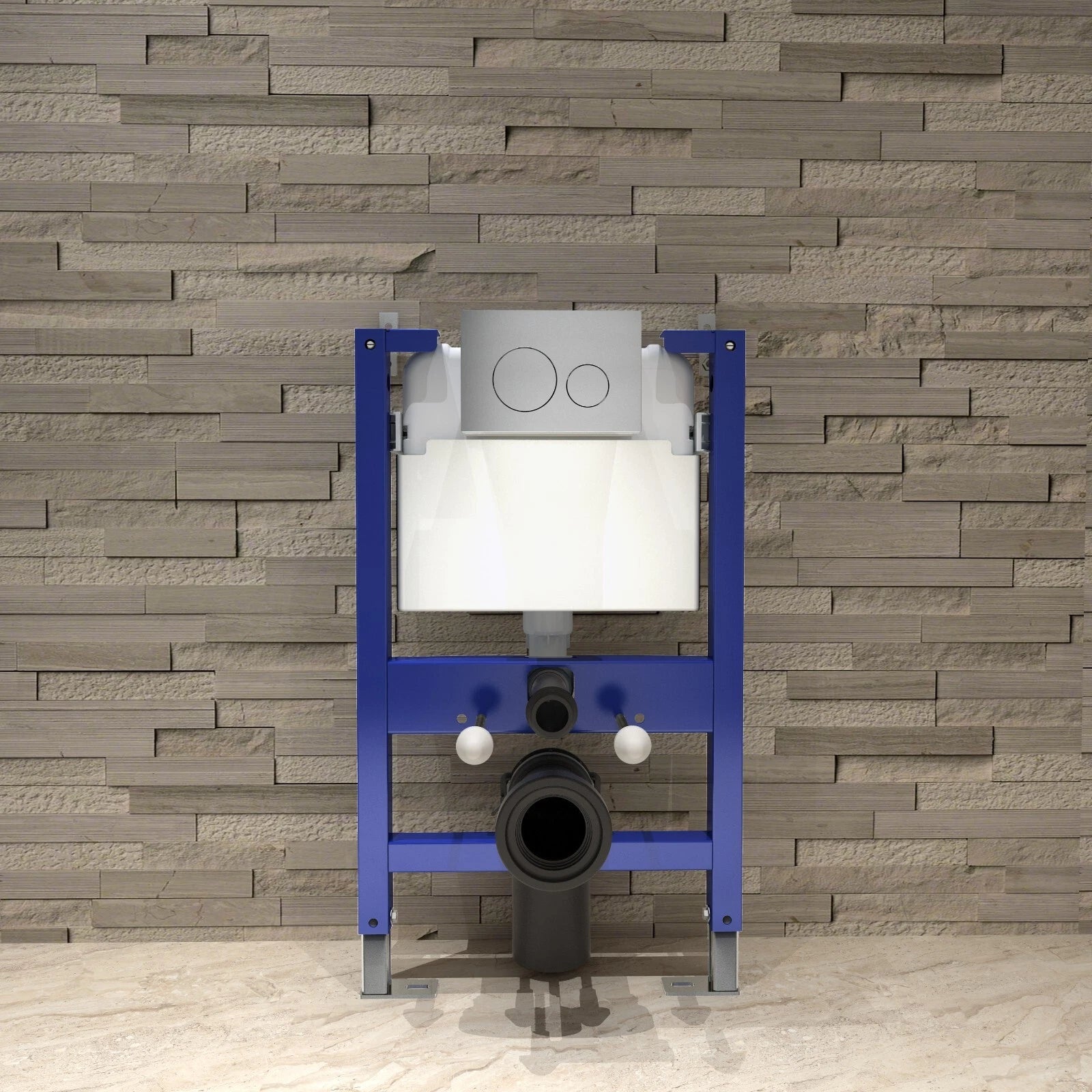 820mm Wall Hung Toilet Frame with Pneumatic Dual Flush Concealed Cistern & Chrome Flush Plate