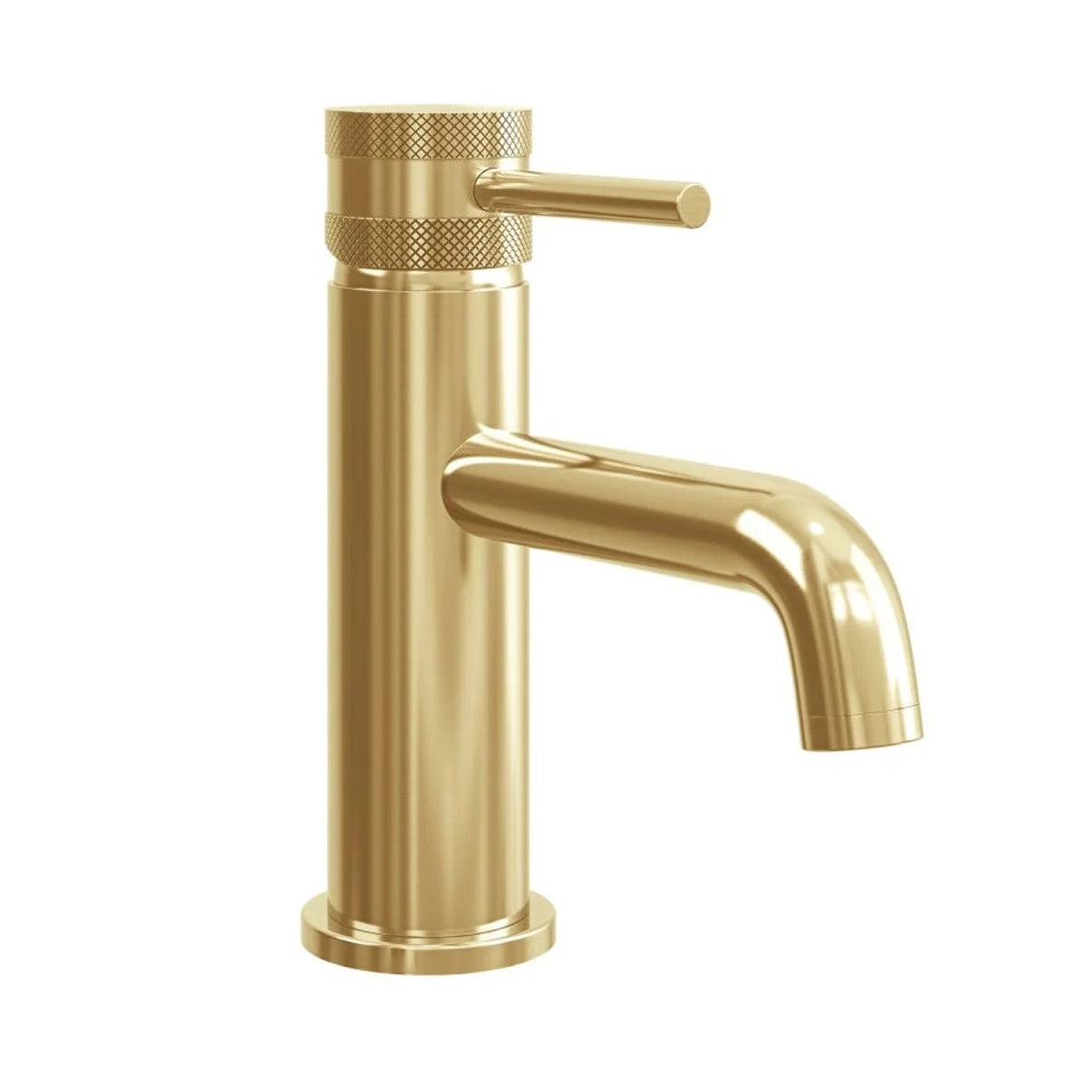 Qudo Core Brushed Brass Mono Basin Mixer Tap – Modern Round Bathroom Tap