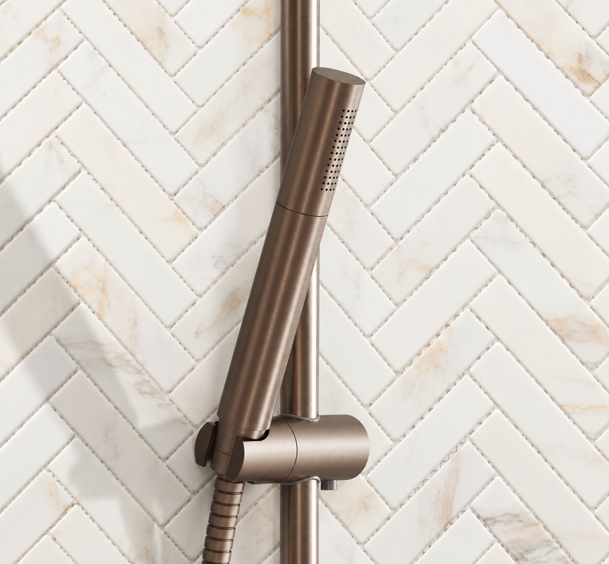 Scudo Core brushed bronze single function shower handset close up