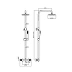 Scudo Core brushed bronze rigid riser shower dimensions drawing