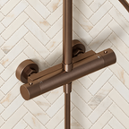 Scudo Core brushed bronze thermostatic bar valve angled view
