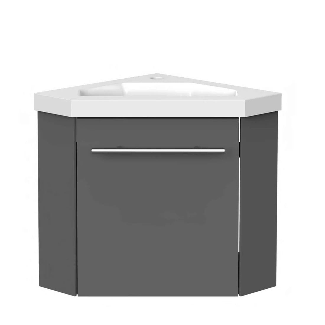 Sila matt grey 400mm corner cloakroom vanity unit with resin basin wall hung compact bathroom unit product image