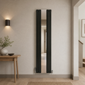 Thermwell matt black mirrored vertical radiator with full length central mirror
