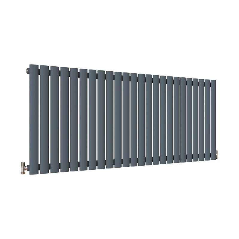 Anthracite horizontal column radiator 600x1416 front view with modern tubular design
