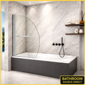 Vitrano 1000mm pivot bath screen 8mm easy clean glass chrome installed over bath