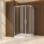 Vitrano chrome offset quadrant shower enclosure showing the twin sliding doors