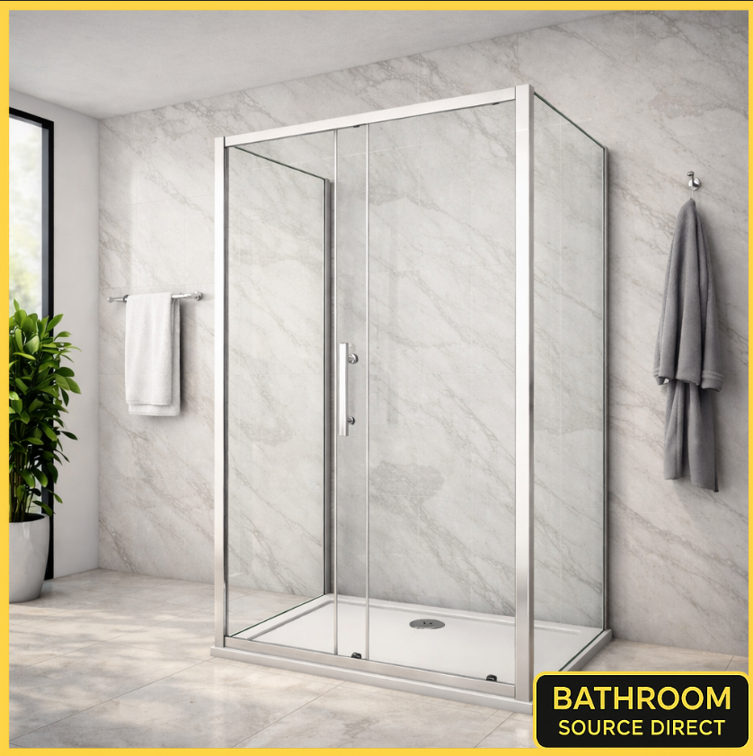 Vitrano 3 sided sliding shower enclosure 1200 x 800 x 800 chrome