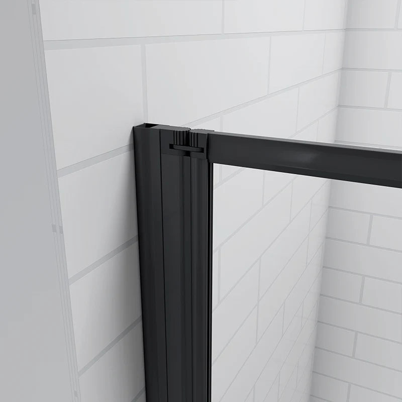 Top view of folding bath shower screen in open position showing panel spread
