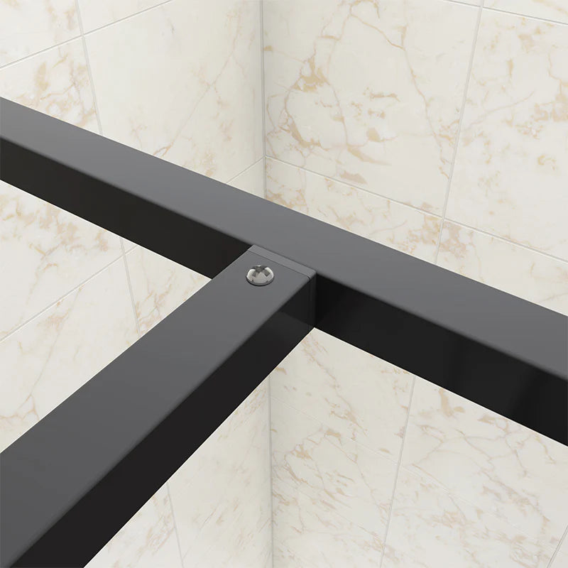 Corner Detail Of Matt Black Grid Wetroom Shower Screen Frame
