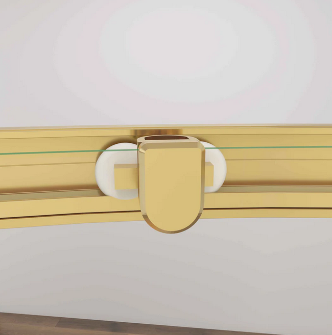 Brushed Brass Sliding Door Runner Detail On Quadrant Shower Enclosure