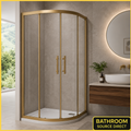 Vitrano Gold Quadrant Shower Enclosure With Curved Sliding Doors In Modern Bathroom