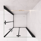 Overhead view showing the inward and outward opening action of the Vitrano double bi fold shower enclosure