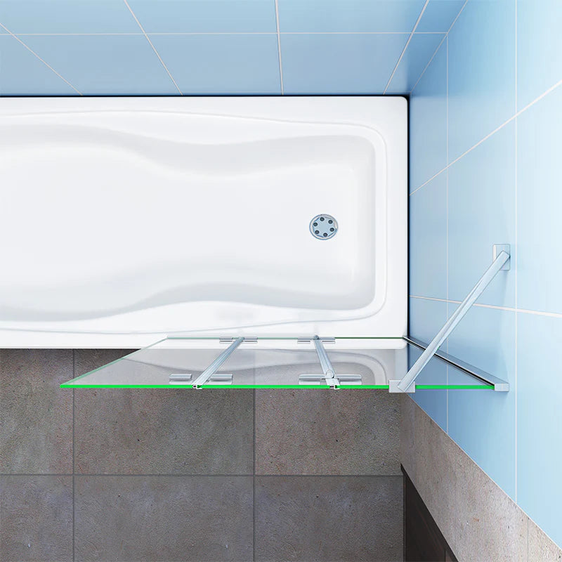 Top view of folding bath shower screen showing multi panel layout and bath coverage