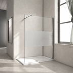 Vitrano frosted centre walk in shower screen with 8mm glass and polished chrome profile