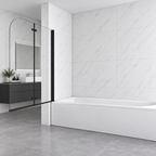 Vitrano matt black 2 fold pivot bath screen with clear 6mm glass