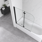 Vitrano matt black 2 fold pivot bath screen viewed from above