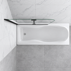 Vitrano 2 fold pivot bath screen top view with left hand installation