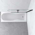 Vitrano 2 fold pivot bath screen top view with right hand installation