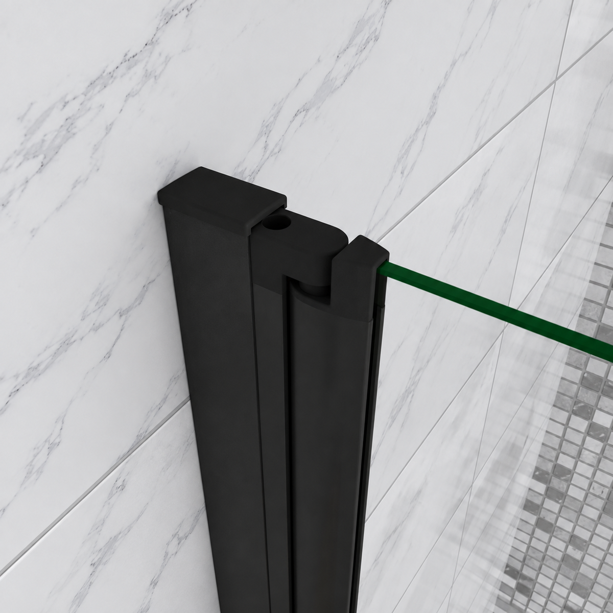 Vitrano matt black bath screen wall profile detail