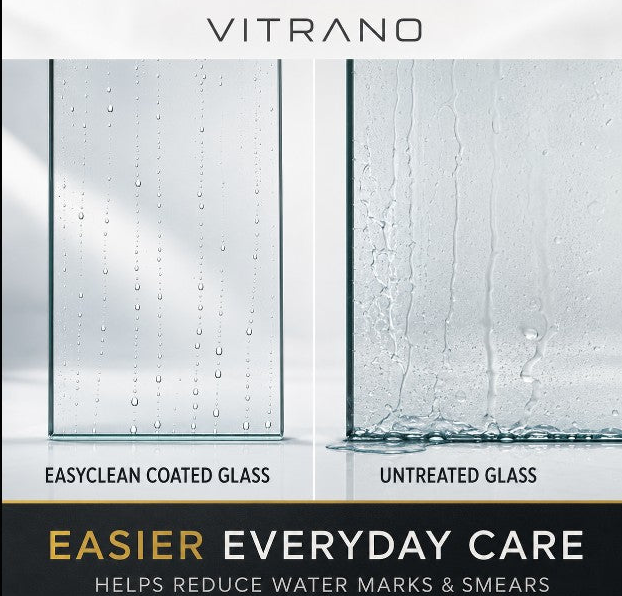 Vitrano Nano Glass comparison showing easier everyday care and reduced water marks