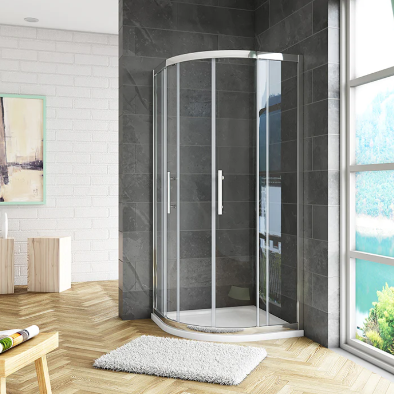 Chrome Quadrant Shower Enclosure In Contemporary Bathroom Interior