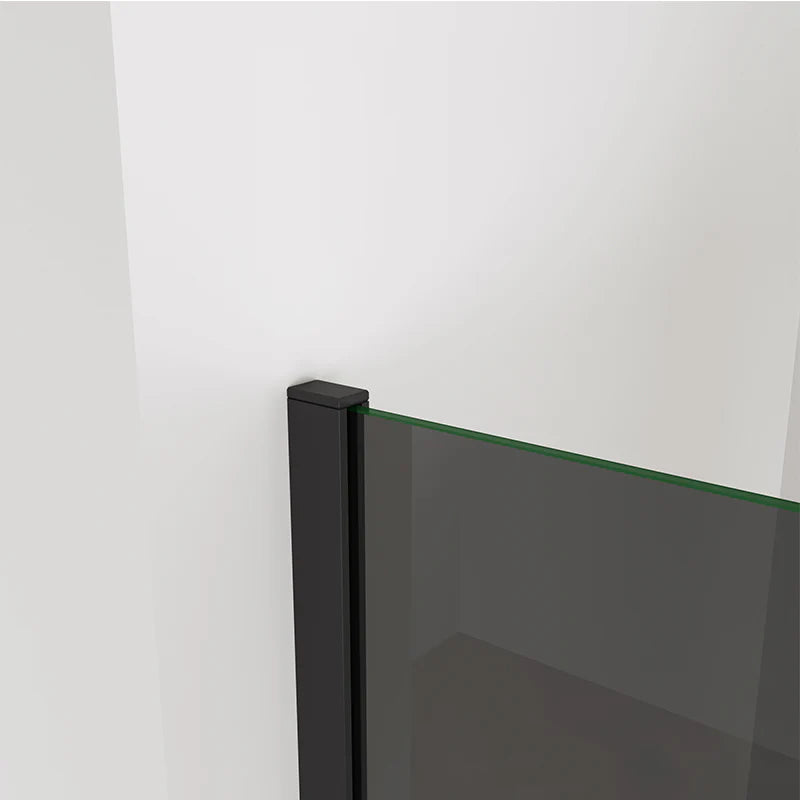 8mm toughened glass edge detail on black walk in shower screen