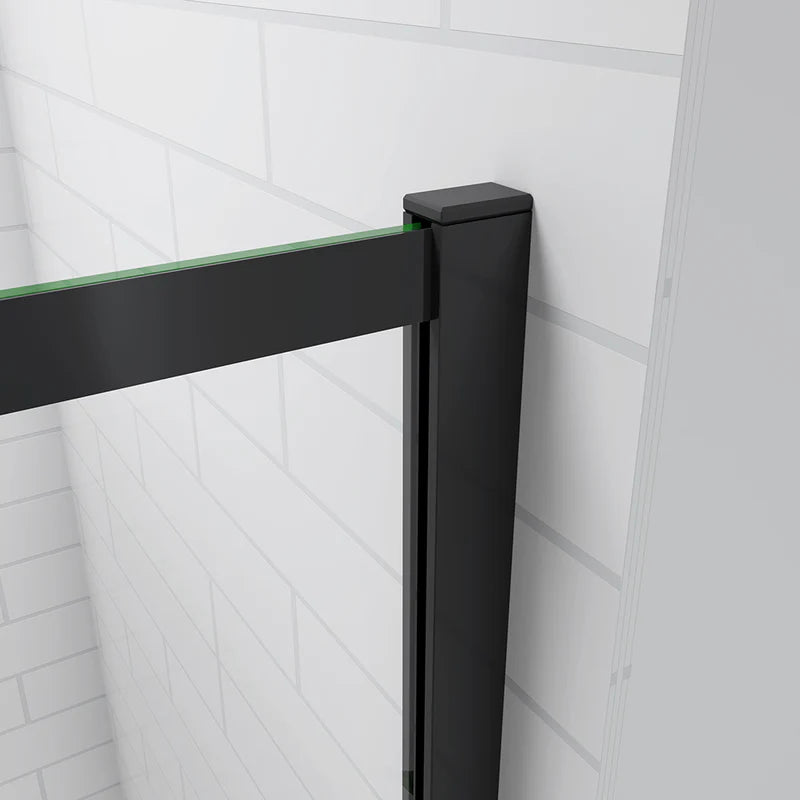 Close Up Of Matt Black Frame Corner On Walk In Shower Screen