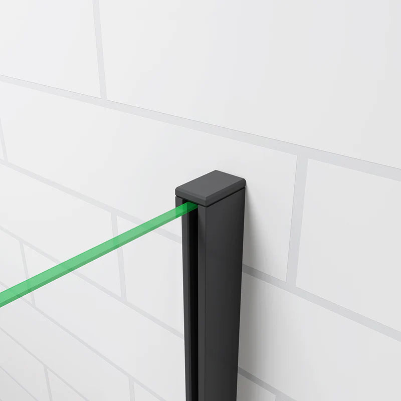 Close Up Of Glass Edge And Frame On Black Walk In Shower Screen