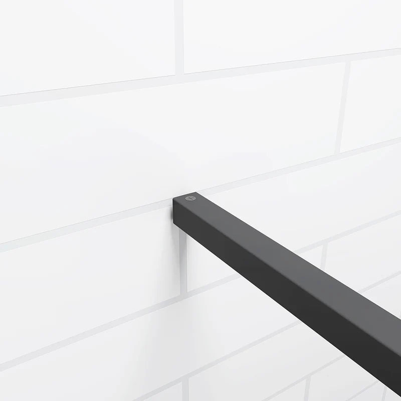 Close Up Of Black Support Arm On Walk In Shower Screen Glass Panel