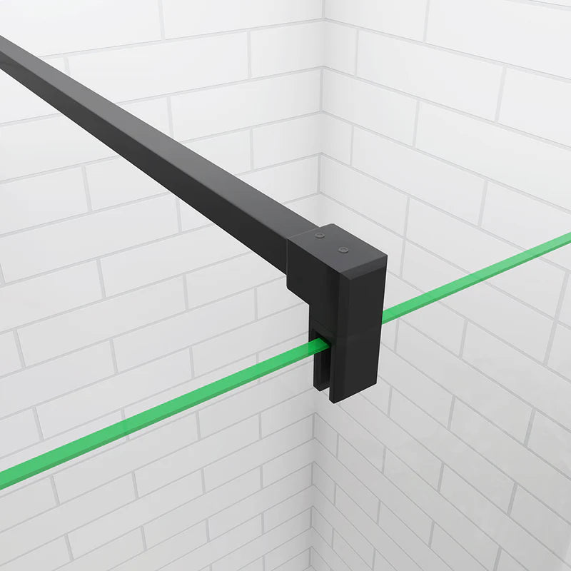 Close Up Of Wall Fixing And Support Bar On Black Walk In Shower Screen