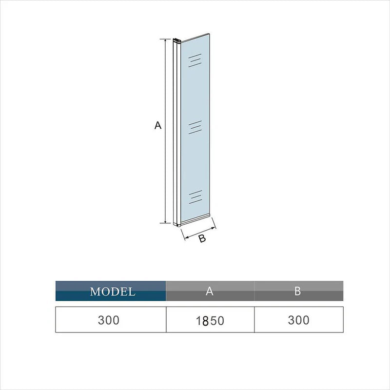 Side Profile Of Walk In Shower Screen Showing Glass Thickness And Pivot Panel Structure