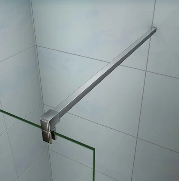Close Up Of Chrome Support Arm And Glass Fixing On Walk In Shower Screen