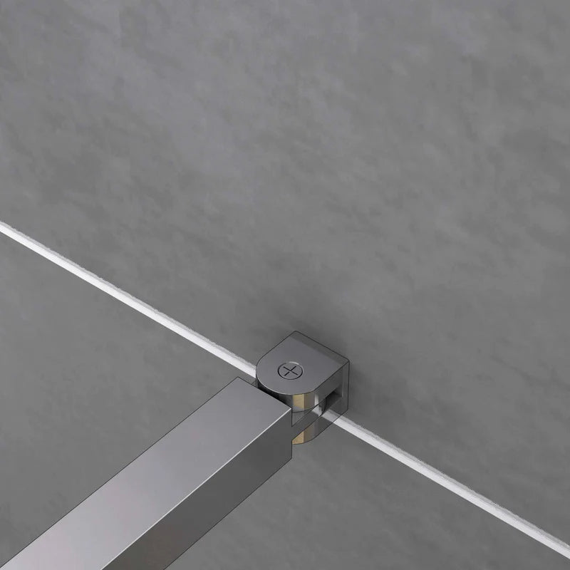 Close Up Of Chrome Support Bar And Glass Connection On Walk In Shower Screen
